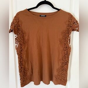 Express Tan Lace Accent Women's Tee